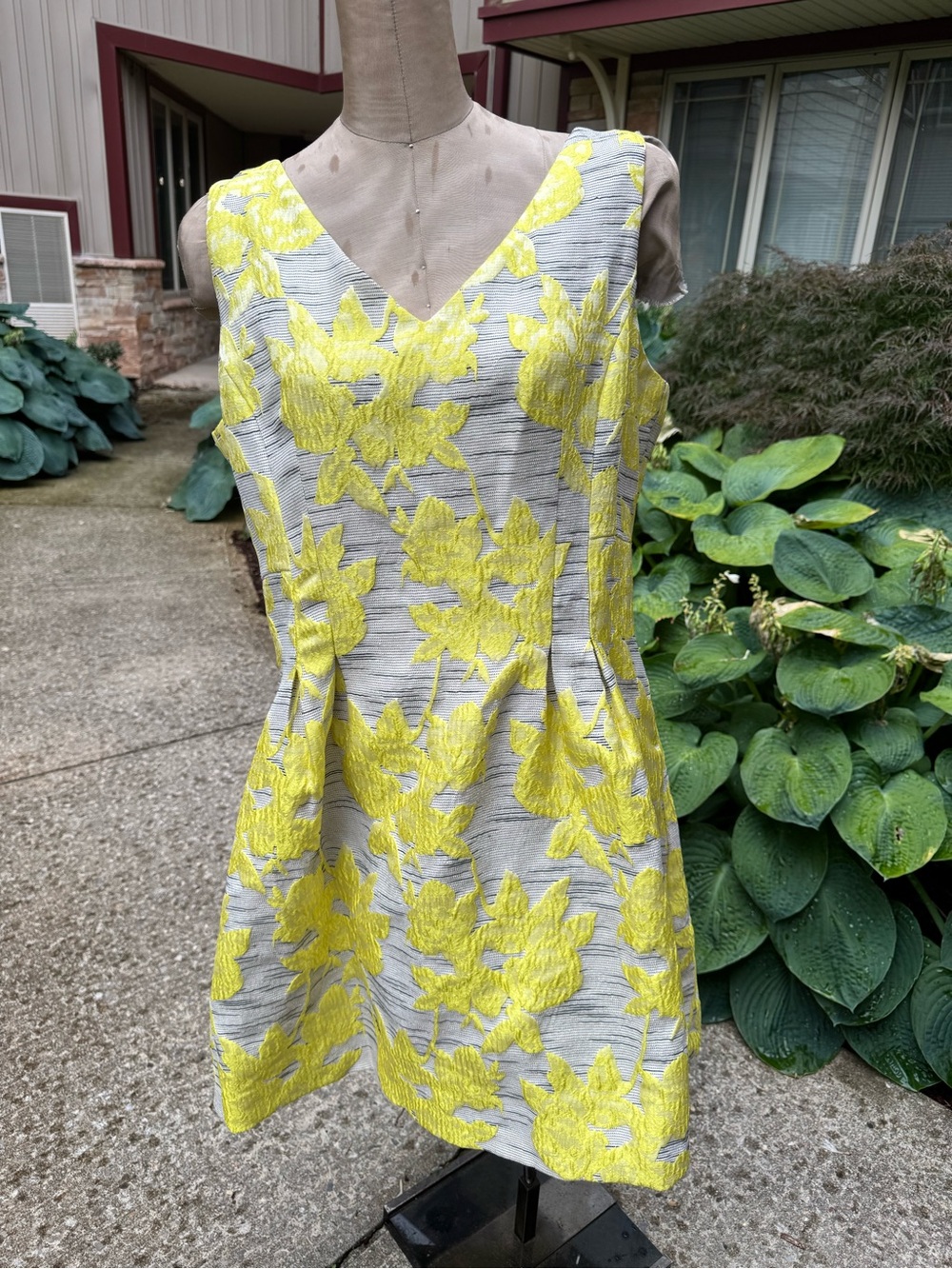 Sleeveless Gray Dress with Yellow Floral Embroidery - Picture 2 of 4